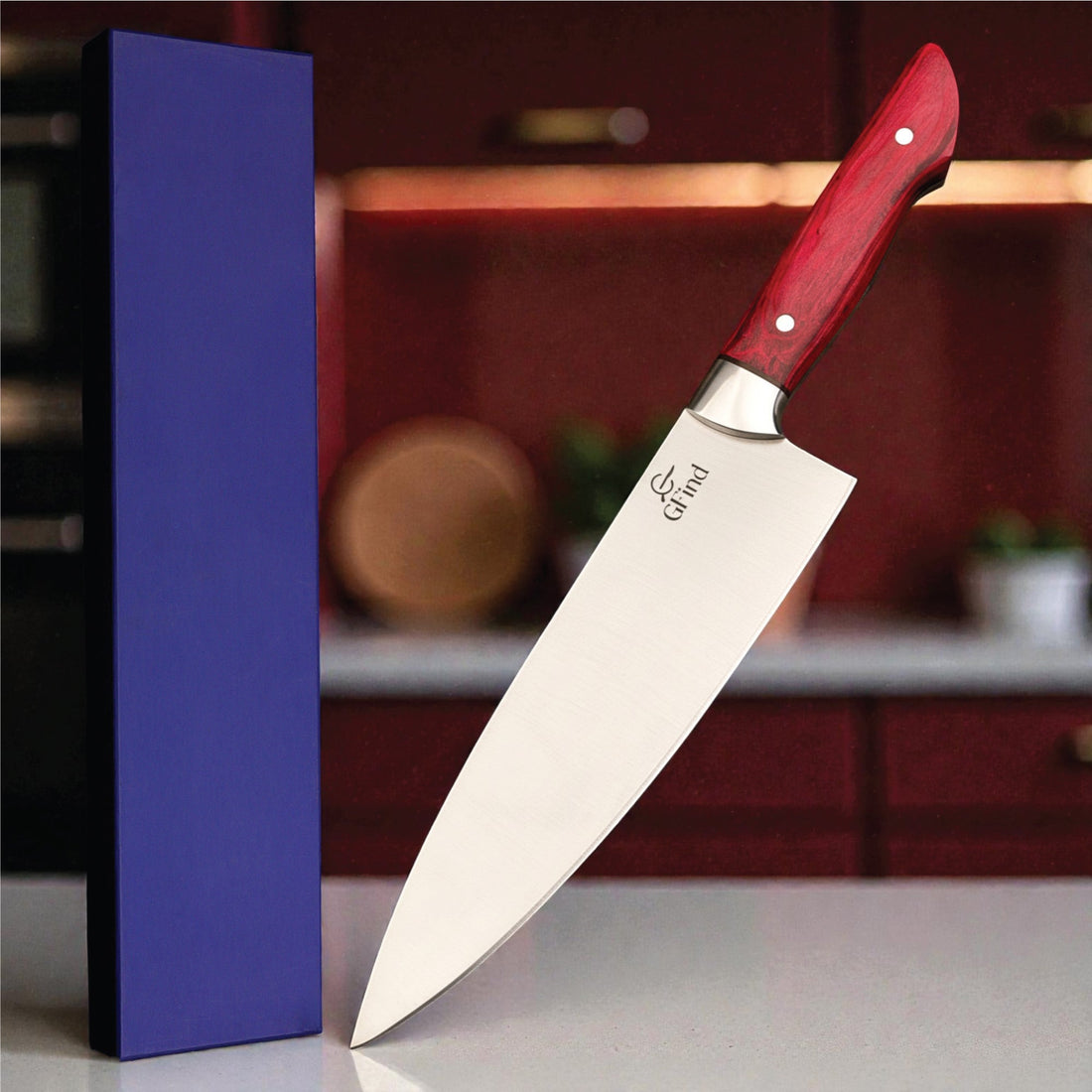 Chef honing stainless steel knife with sharpening steel