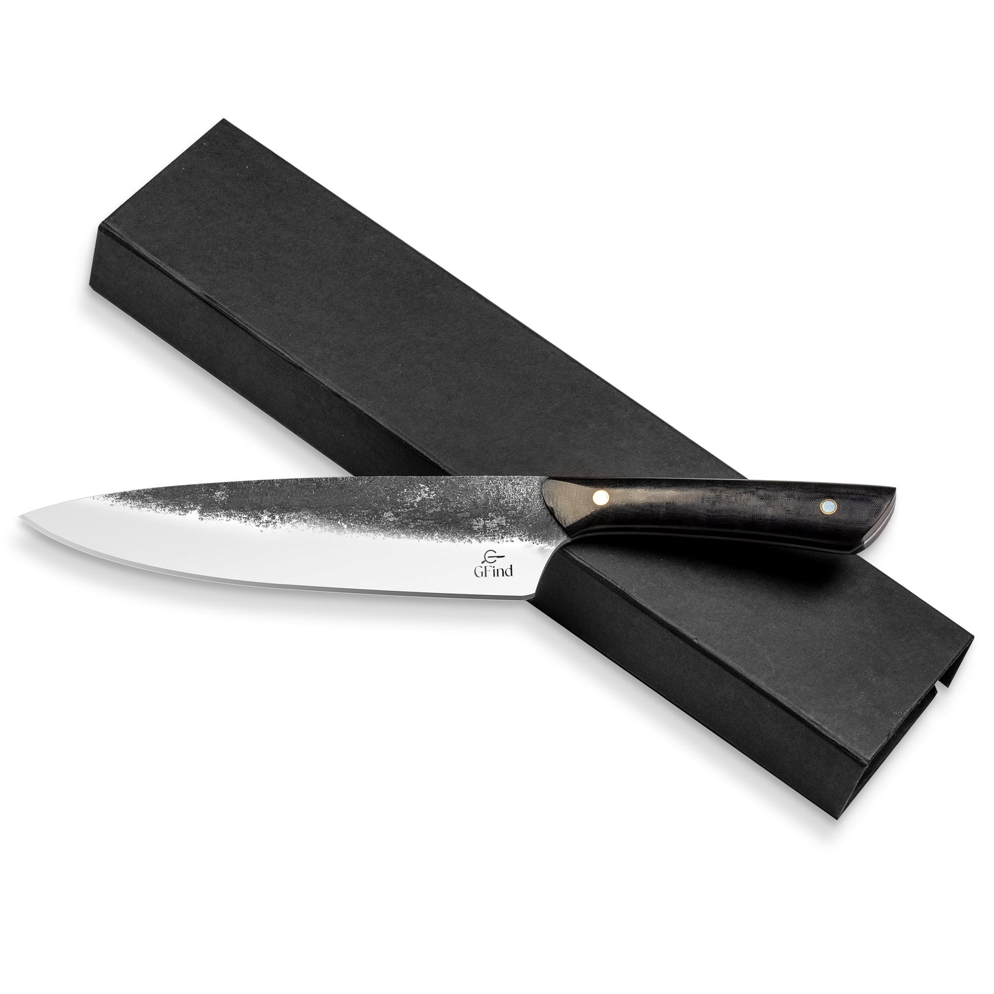 GFind Abrasive Finish Chef Knife , 8" Stainless Steel Blade, G10 Micarta Handle