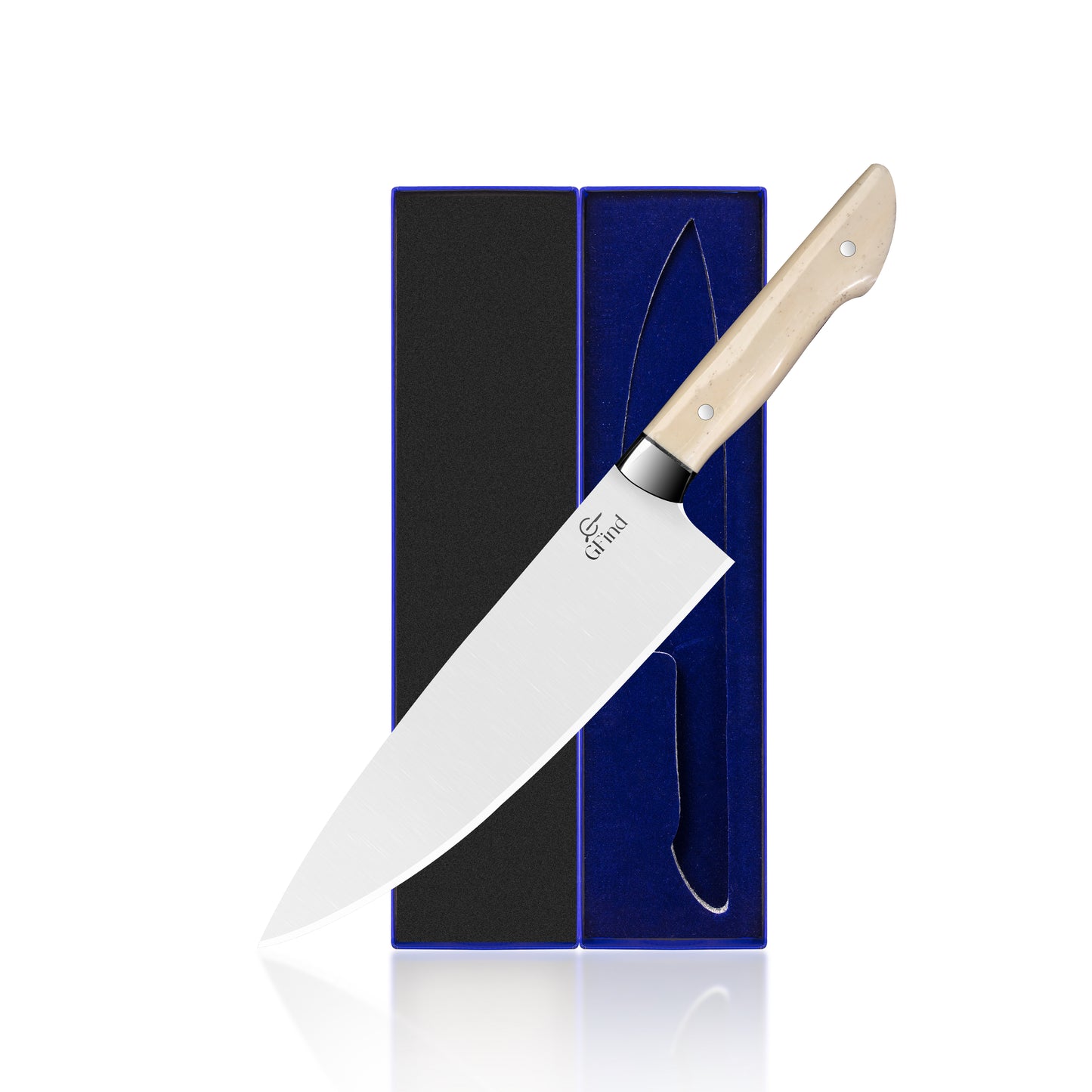 GFind Professional 8" Stainless Steel Chef's Knife, Camel Bone Handle