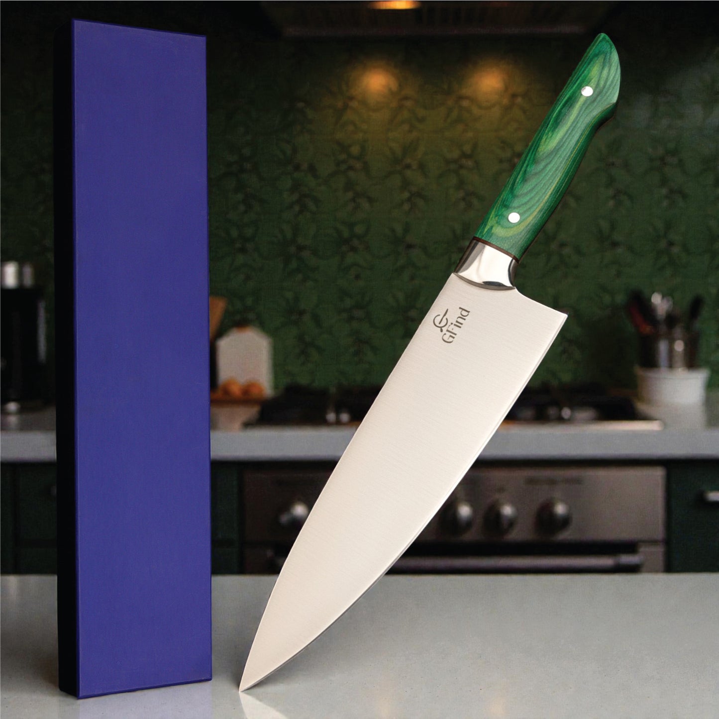 GFind Professional Handmade 12C27 Stainless Steel Blade Chef Knife | Pakkawood Handle