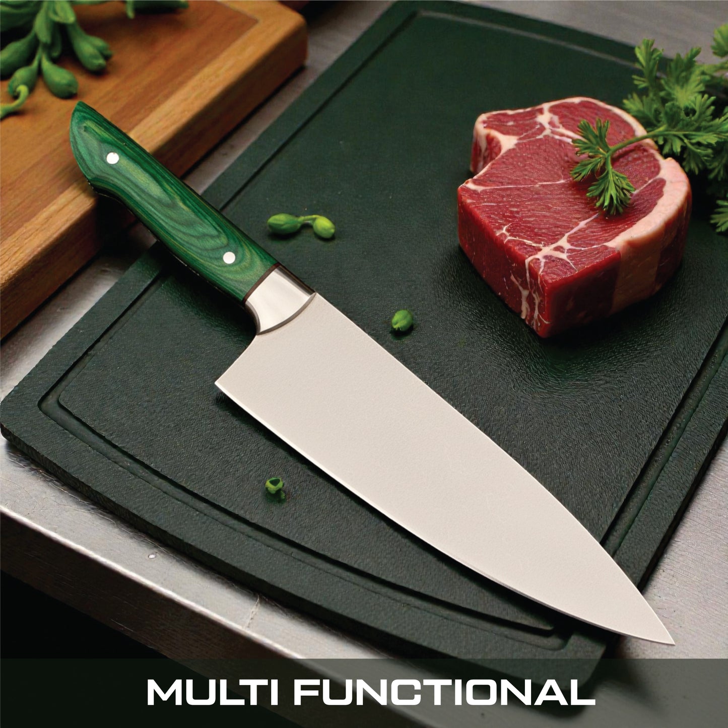 GFind Professional Handmade 12C27 Stainless Steel Blade Chef Knife | Pakkawood Handle