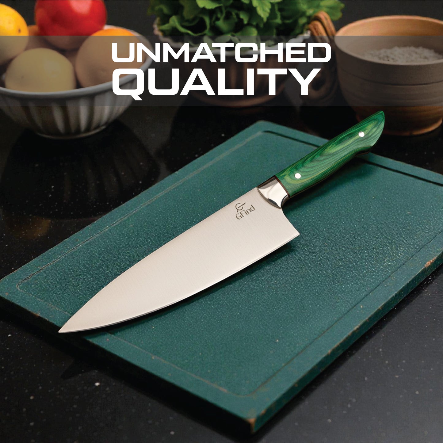 GFind Professional Handmade 12C27 Stainless Steel Blade Chef Knife | Pakkawood Handle