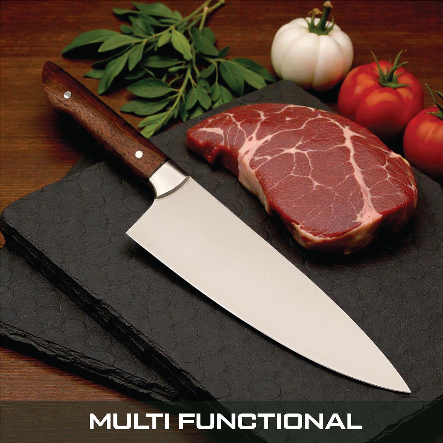 GFind Professional Handmade 12C27 Stainless Steel Blade Chef Knife | Rosewood Handle