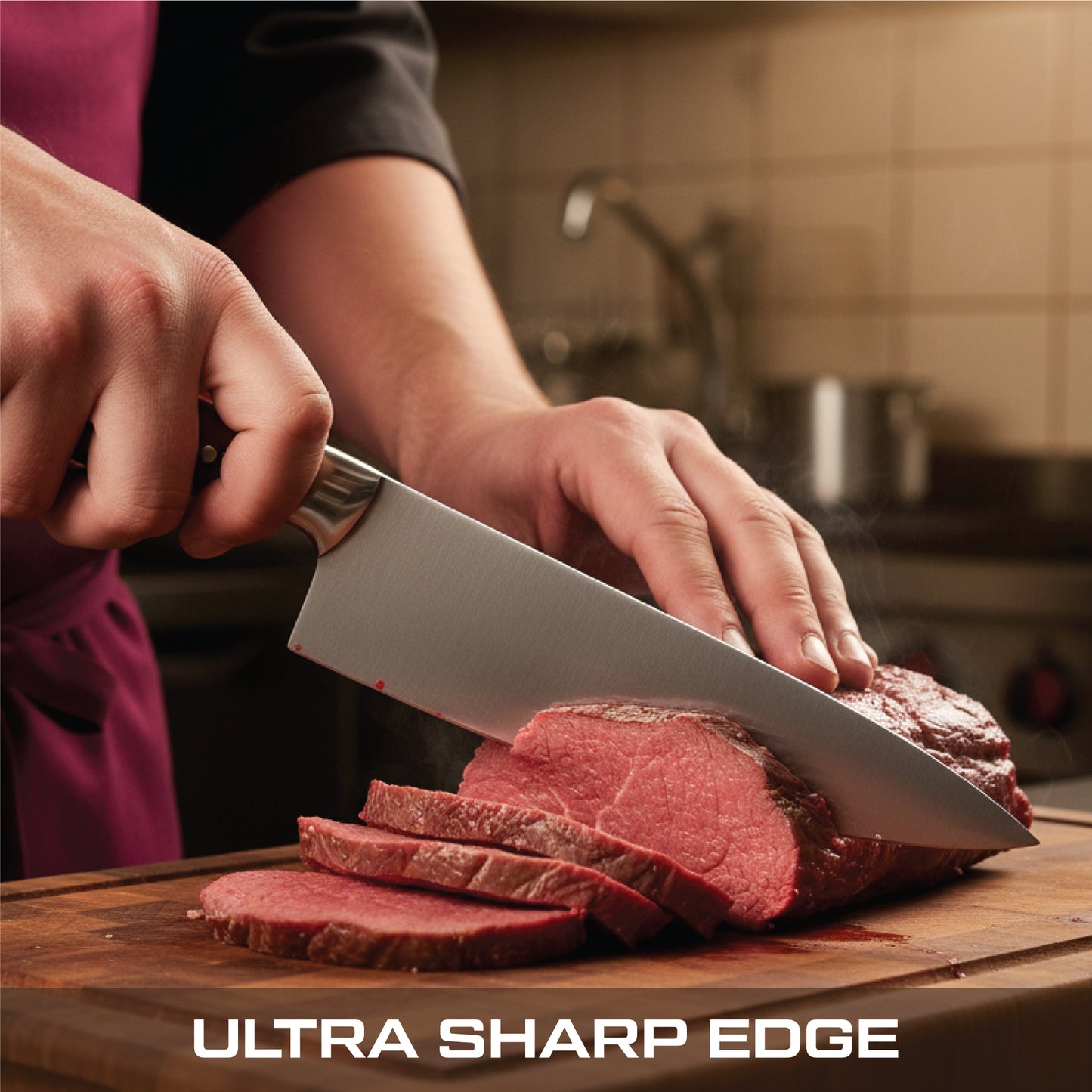 GFind Premium 12C27 Stainless Steel Blade Chef Knife | Ultra Sharp Blade with Pakkawood Handle