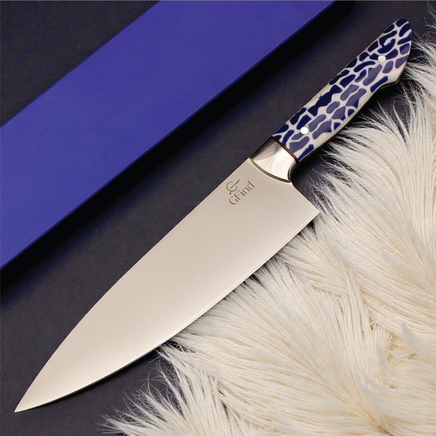 GFind Handmade 12C27 Stainless Steel Blade Chef Knife | Sharp Edge with Resin Handle