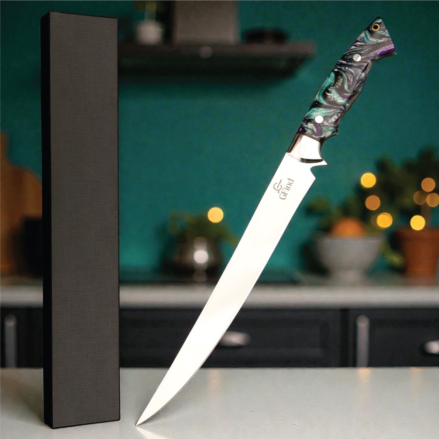 GFind's Professional Fillet Knife | Hand Forged 12C27 Stainless Steel Blade Knife, Resin Handle