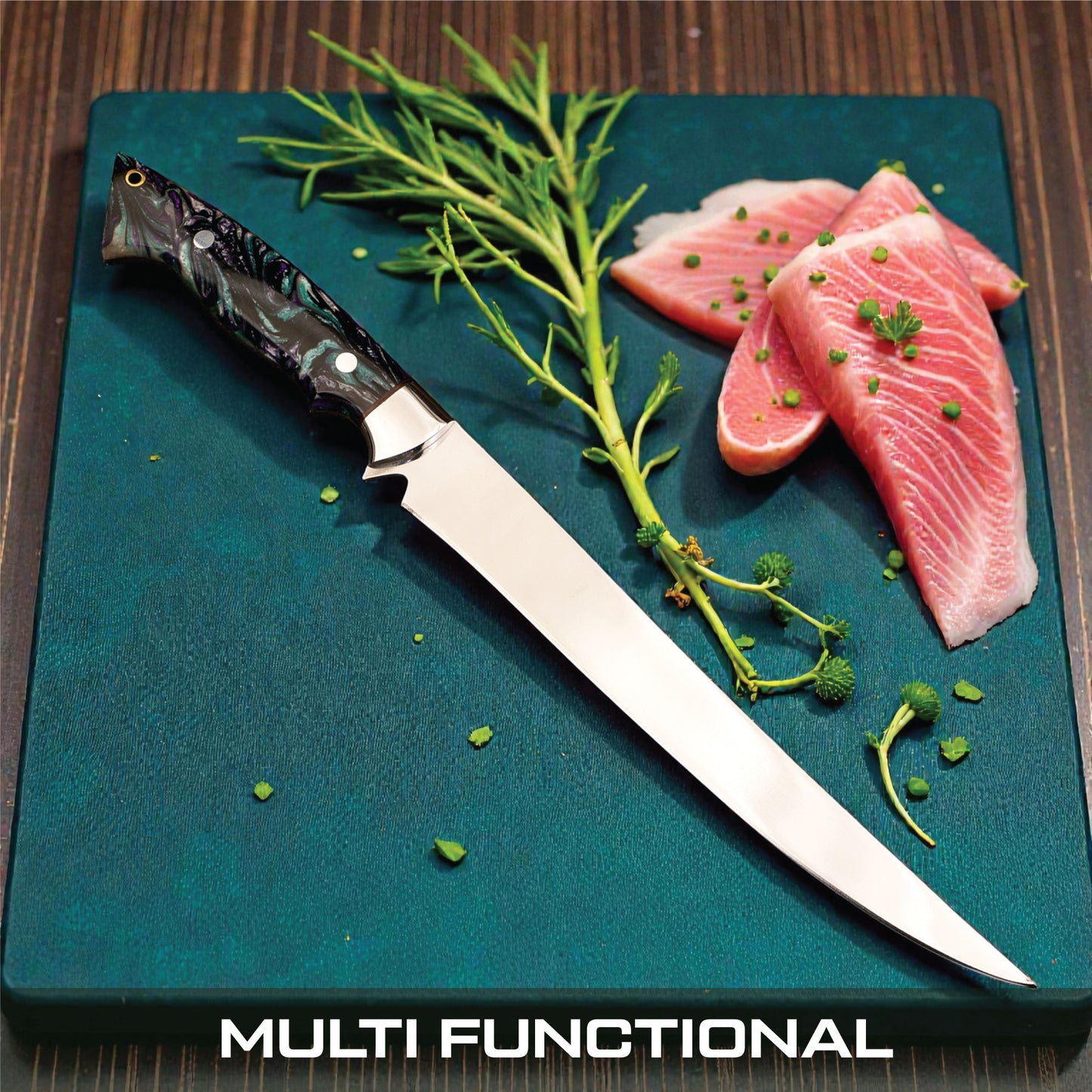 GFind's Professional Fillet Knife | Hand Forged 12C27 Stainless Steel Blade Knife, Resin Handle