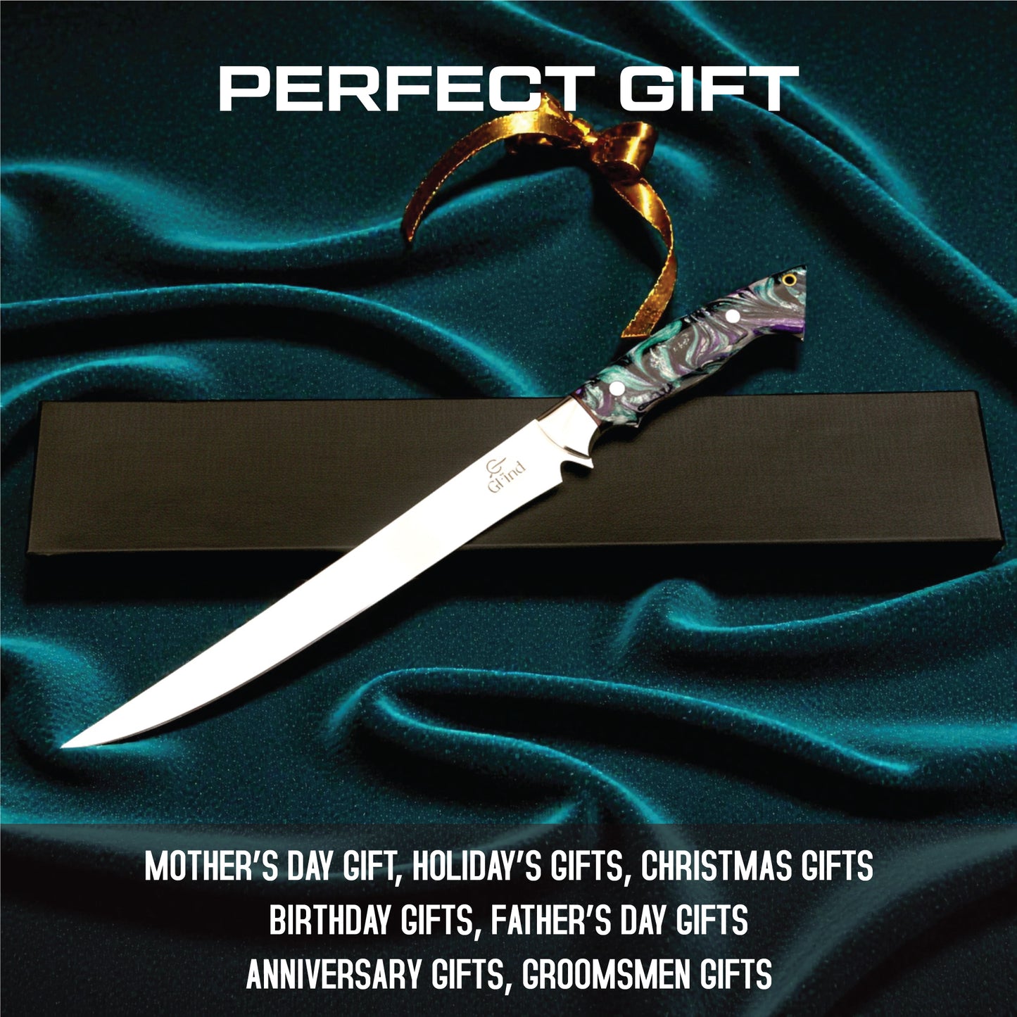 GFind's Professional Fillet Knife | Hand Forged 12C27 Stainless Steel Blade Knife, Resin Handle