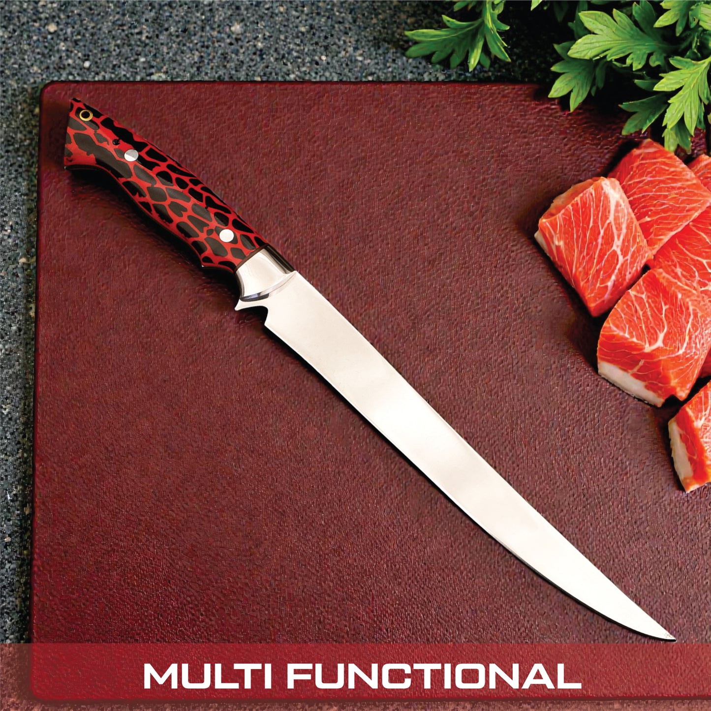 GFind's Professional Fillet Knife | Hand Forged 12C27 Stainless Steel Blade Knife, Resin Handle