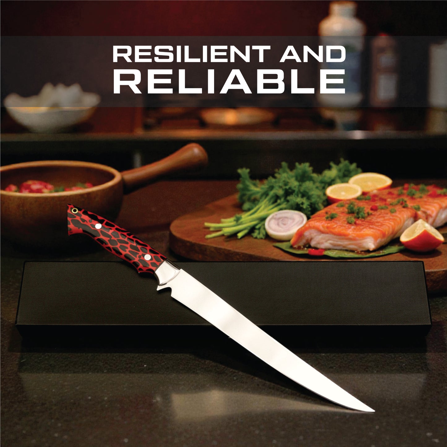 GFind's Professional Fillet Knife | Hand Forged 12C27 Stainless Steel Blade Knife, Resin Handle