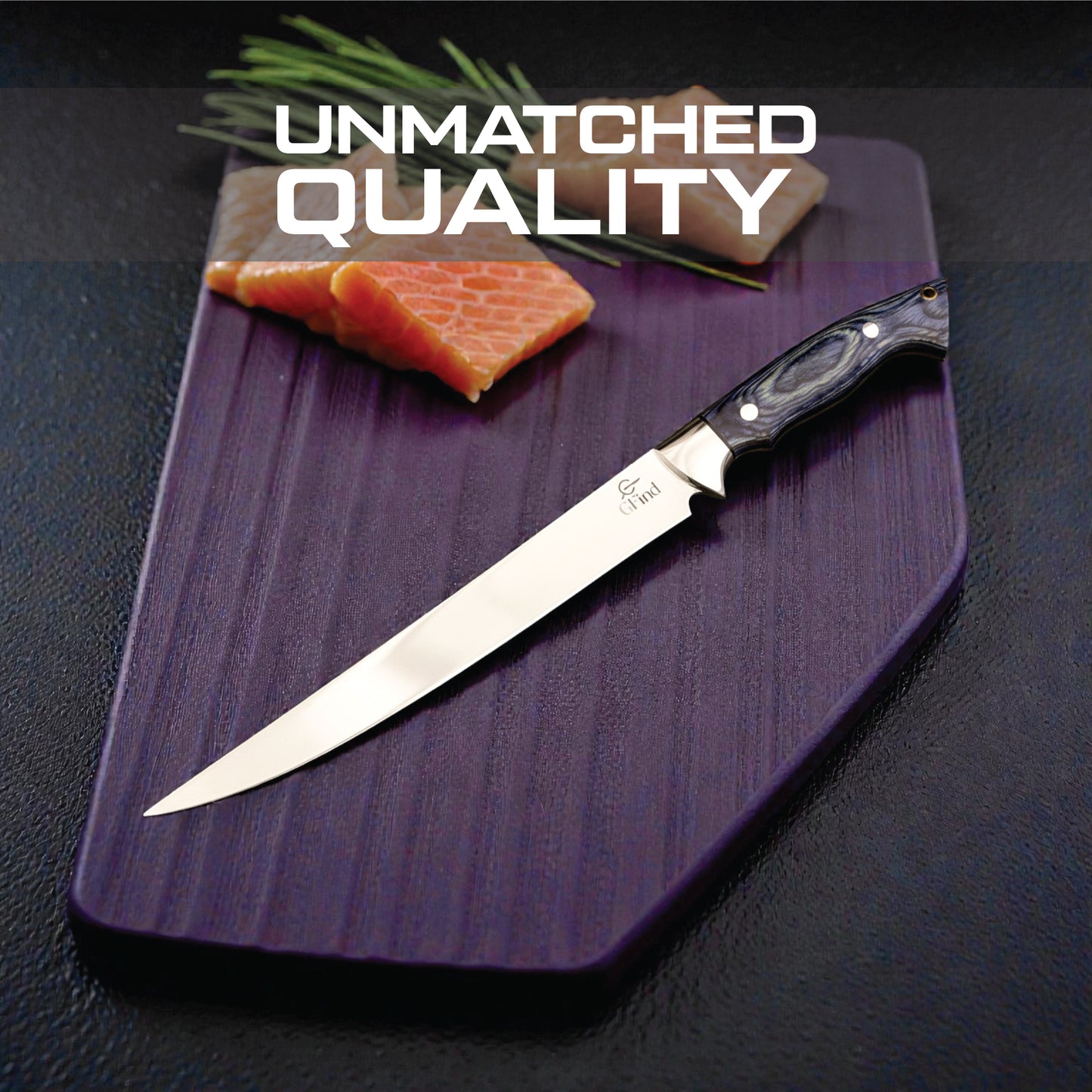 GFind Professional Fillet Knife | Hand Forged 12C27 Stainless Steel Blade Knife | Pakka Wood Handle
