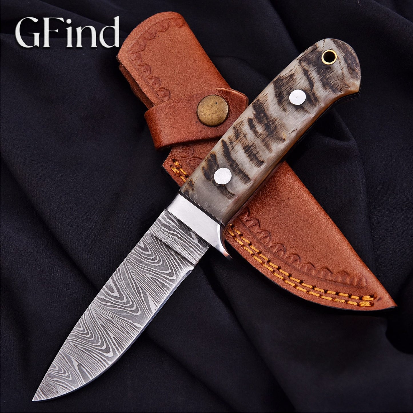 Hunting Knife with Ram Horn Handle | GFind Outdoor Blade