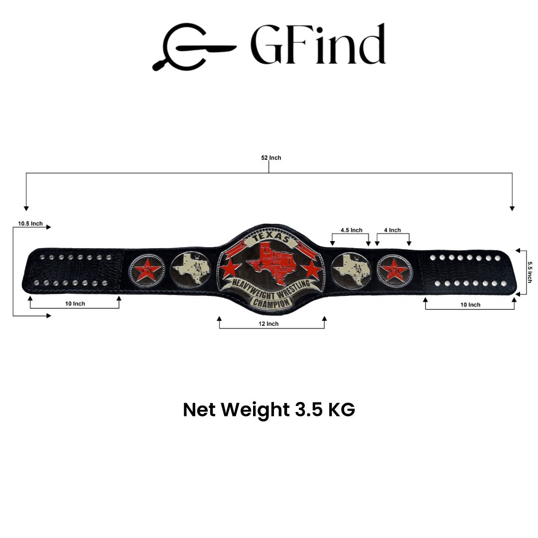 Texas Heavyweight Wrestling Championship Belt – 4MM Premium Leather Strap & Nickel-Plated Medals (FREE SHIPPING+BAG)