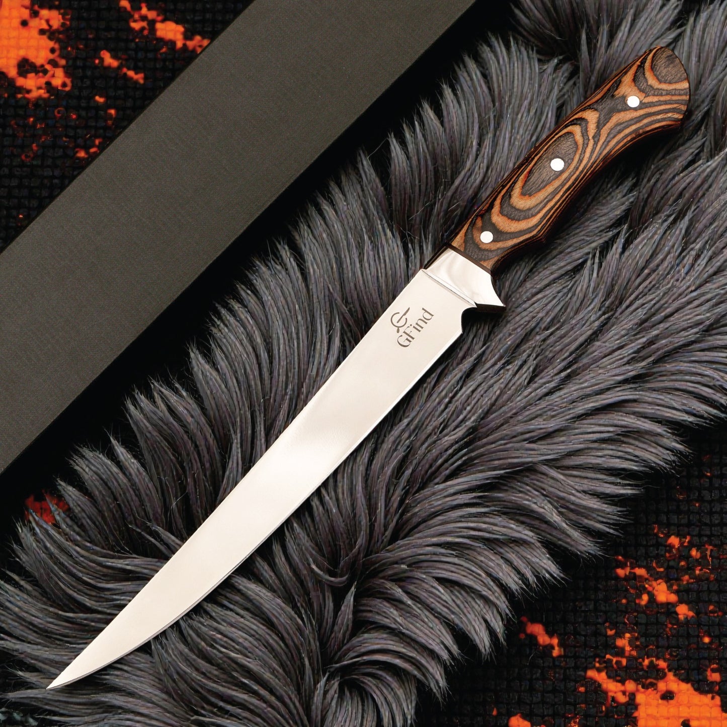 GFind Pro Fillet Knife Hand-Forged 12C27 Stainless Steel Blade | With Pakkawood handle