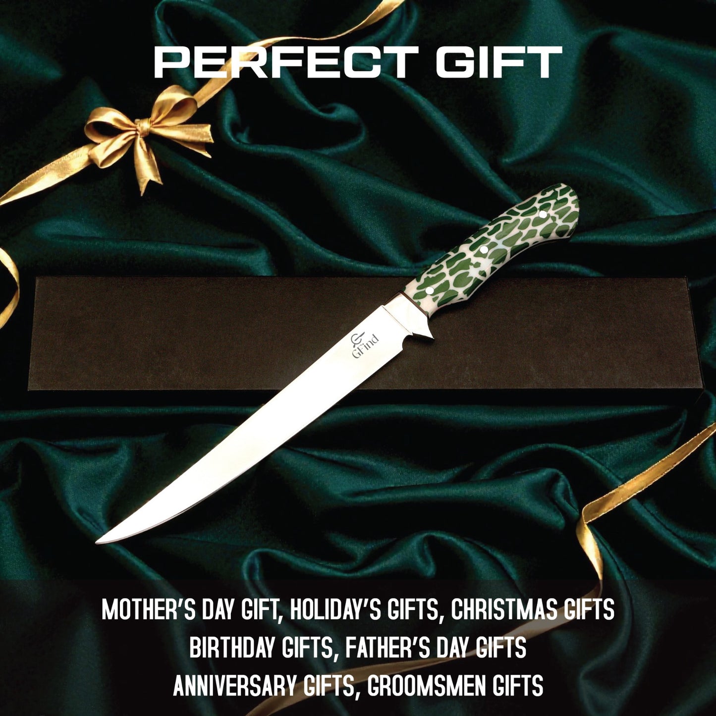 GFind Pro Fillet Knife Hand-Forged 12C27 Stainless Steel Blade | With Resin Handle