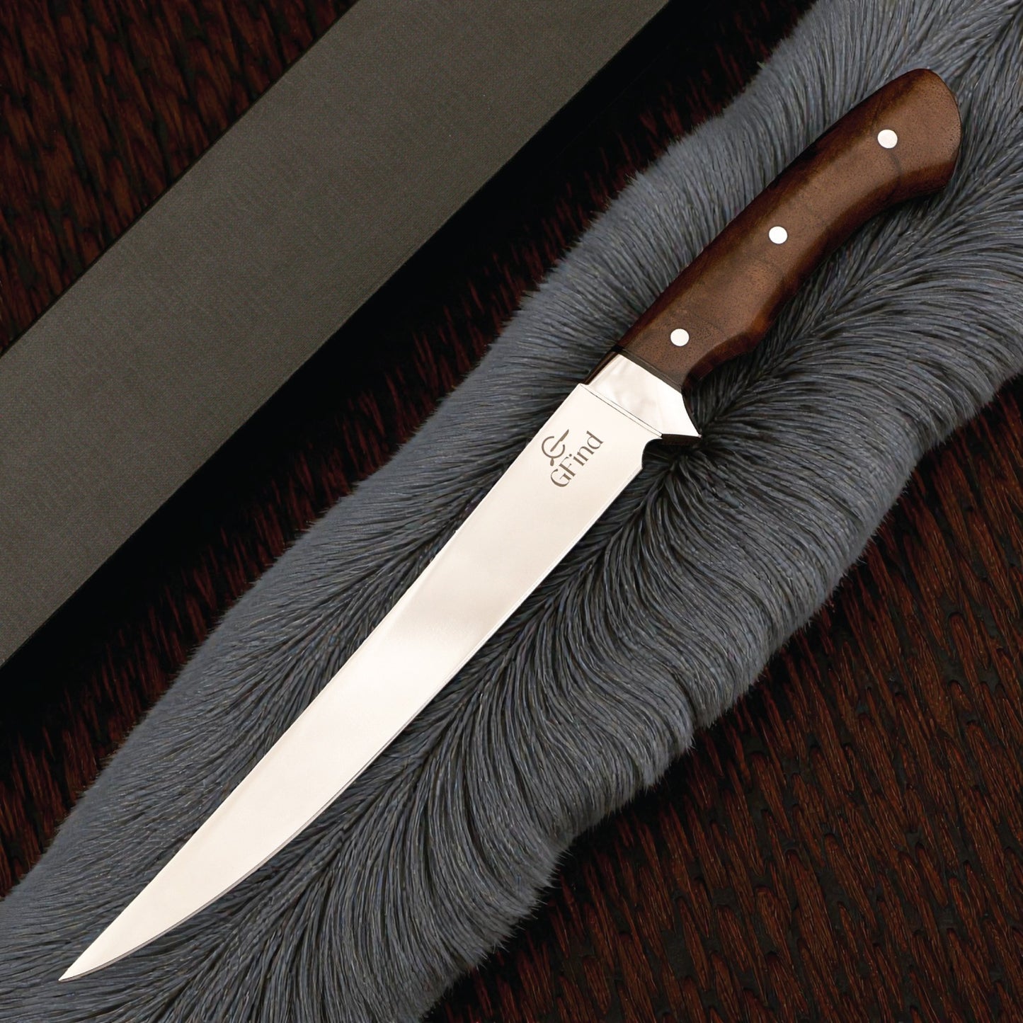 GFind Pro Fillet Knife Hand-Forged 12C27 Stainless Steel Blade | With Rosewood Handle