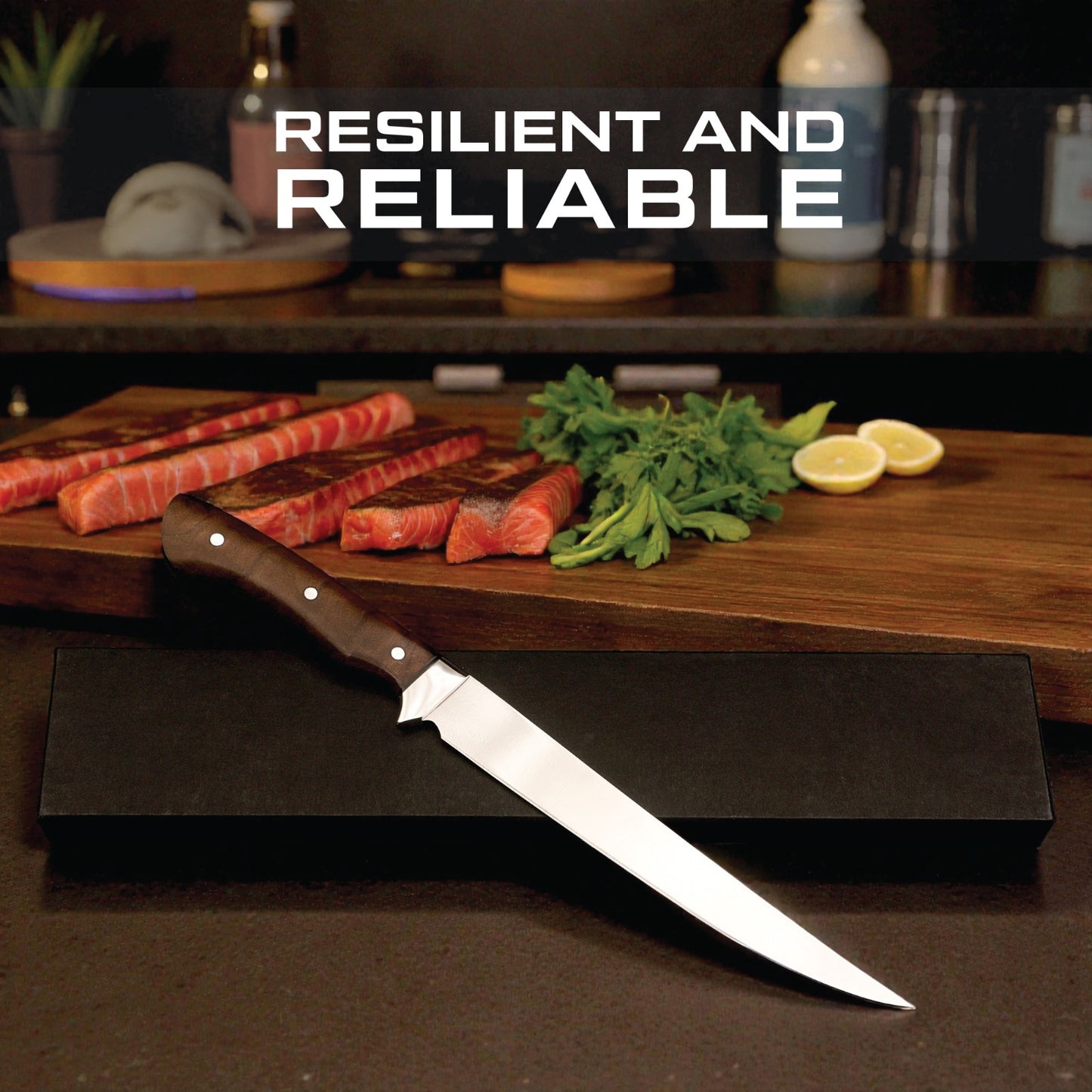GFind Pro Fillet Knife Hand-Forged 12C27 Stainless Steel Blade | With Rosewood Handle