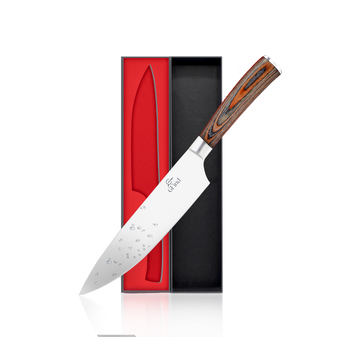 GFind Professional 8" Stainless Steel Blade Chef Knife, Pakka Wood Handle