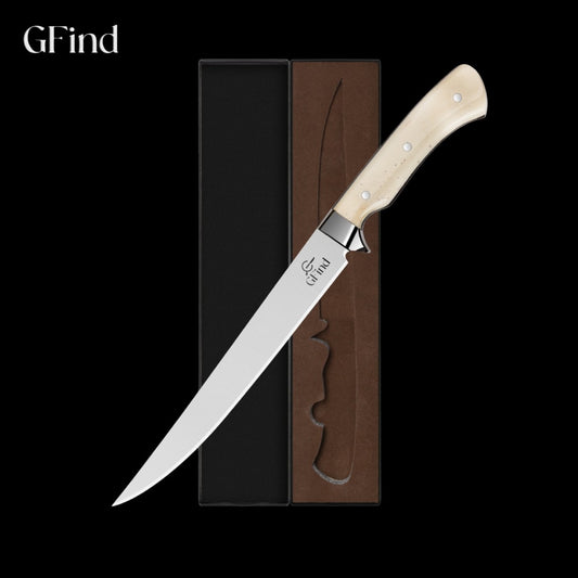 GFind's Fillet & Boning 8" Stainless Steel Knife, Camel Bone Handle