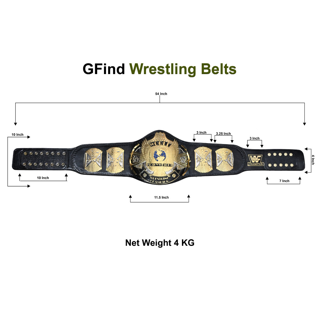 WORLD HEAVYWEIGHT WRESTLING CHAMPIONSHIP BELT – 4MM LEATHER & GOLD-PLATED AND DUAL PLATED (FREE SHIPPING+BAG)