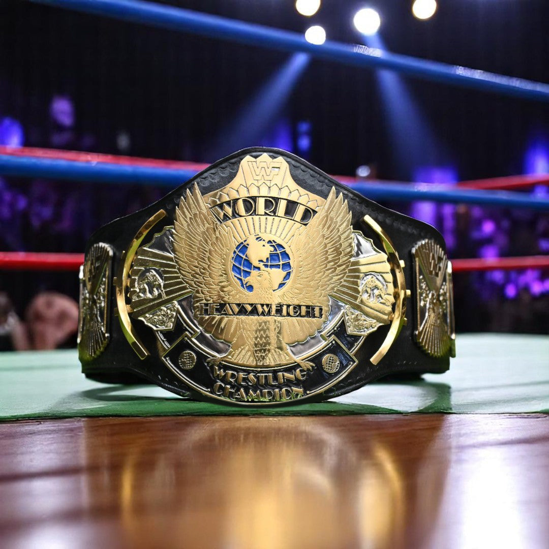 WORLD HEAVYWEIGHT WRESTLING CHAMPIONSHIP BELT – 4MM LEATHER & GOLD-PLATED AND DUAL PLATED (FREE SHIPPING+BAG)