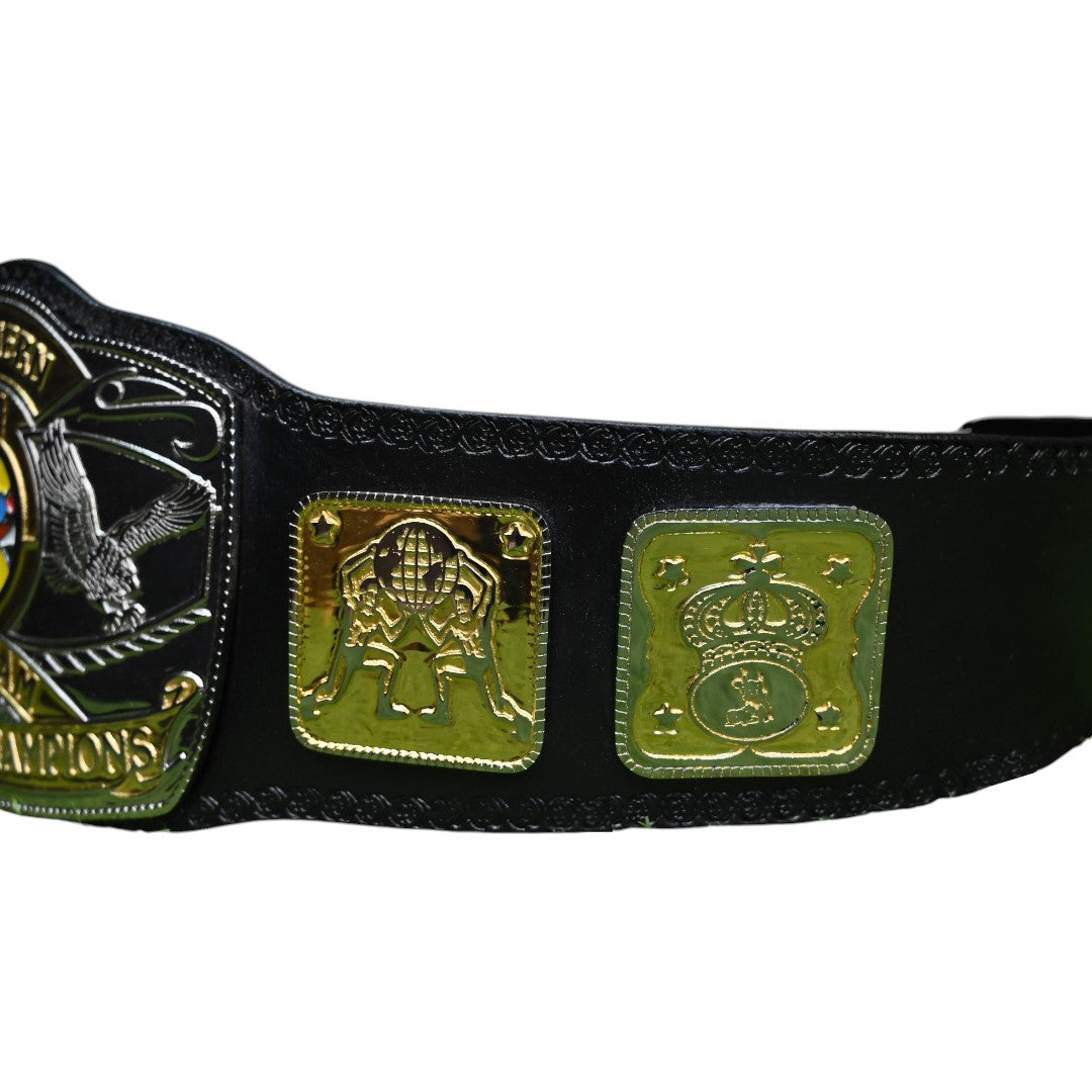 AWA SOUTHERN TAG TEAM CHAMPIONSHIP BELT – 4MM LEATHER & NICKEL-PLATED (FREE SHIPPING+BAG)