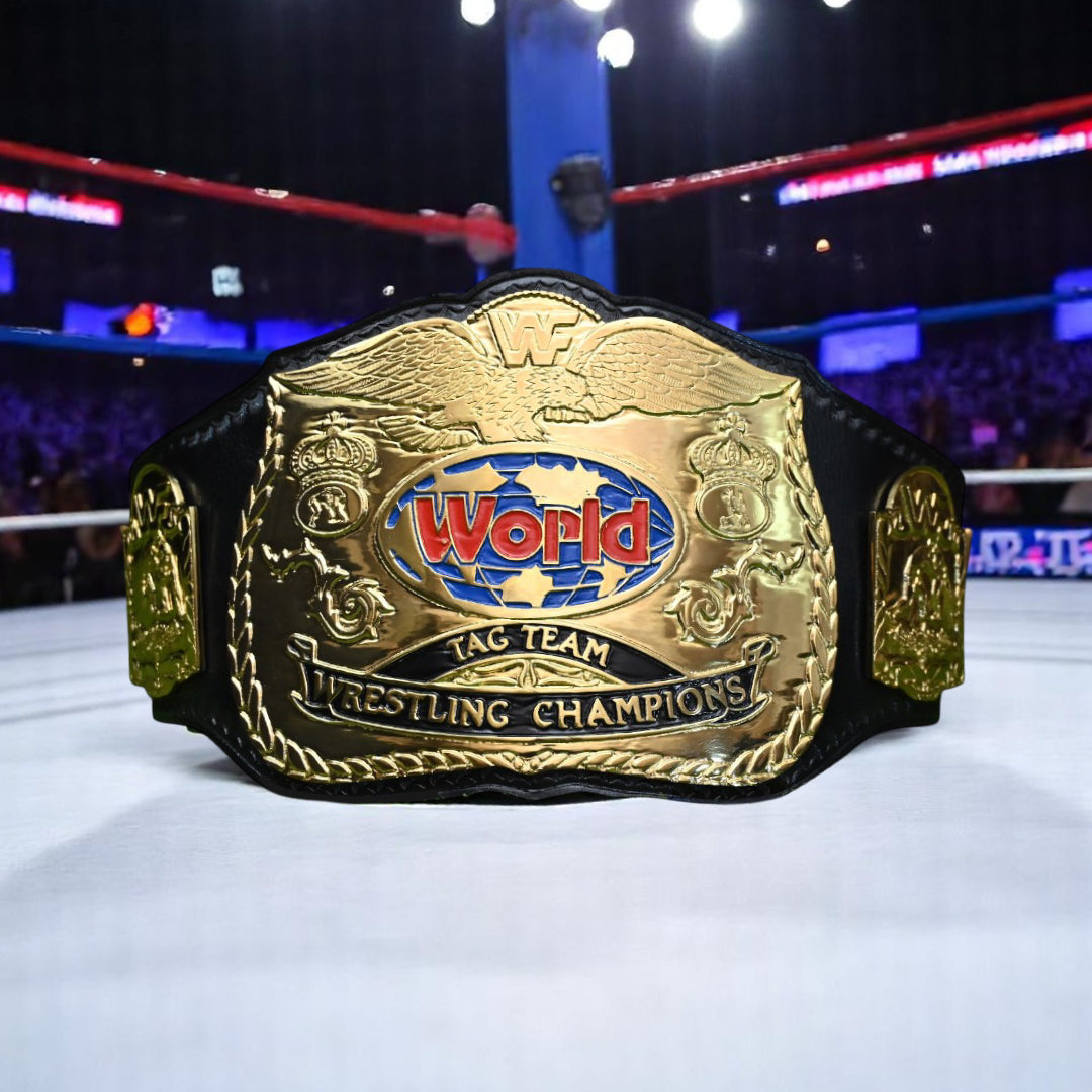 WWF WORLD TAG TEAM CHAMPIONSHIP BELT – 4MM PREMIUM LEATHER & GOLD-PLATED GLORY (FREE SHIPPING+BAG)