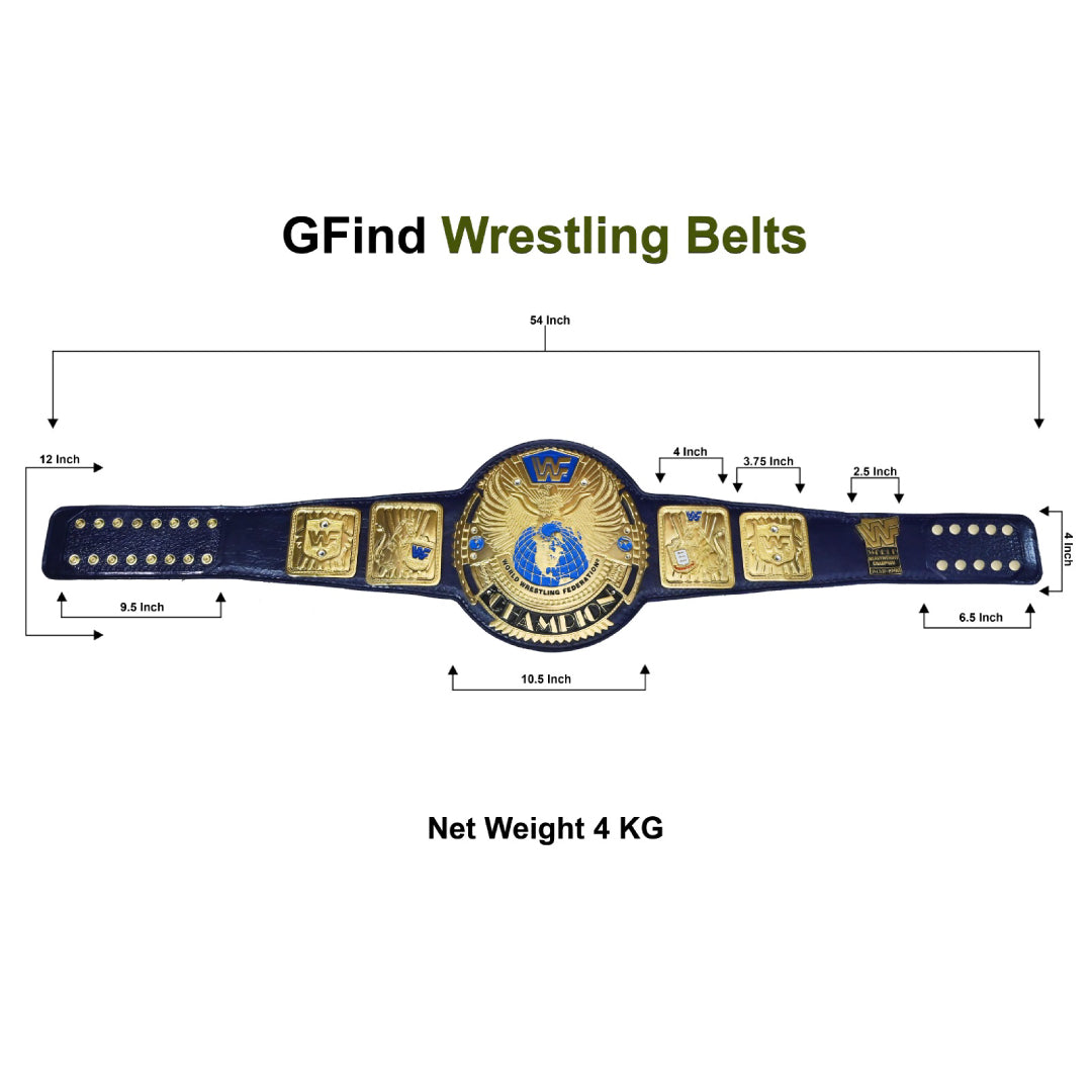 WWF WORLD WRESTLING FEDERATION CHAMPIONSHIP BELT – 4MM LEATHER & GOLD-PLATED (FREE SHIPPING+BAG)