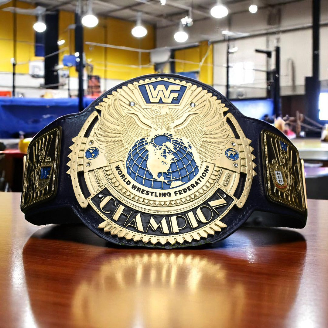 WWF WORLD WRESTLING FEDERATION CHAMPIONSHIP BELT – 4MM LEATHER & GOLD-PLATED (FREE SHIPPING+BAG)