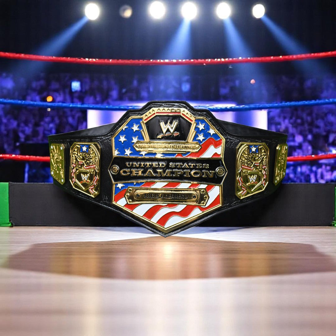 WORLD WRESTLING ENTERTAINMENT UNITED STATES CHAMPIONSHIP BELT – 4MM LEATHER & GOLD-PLATED  (FREE SHIPPING+BAG)