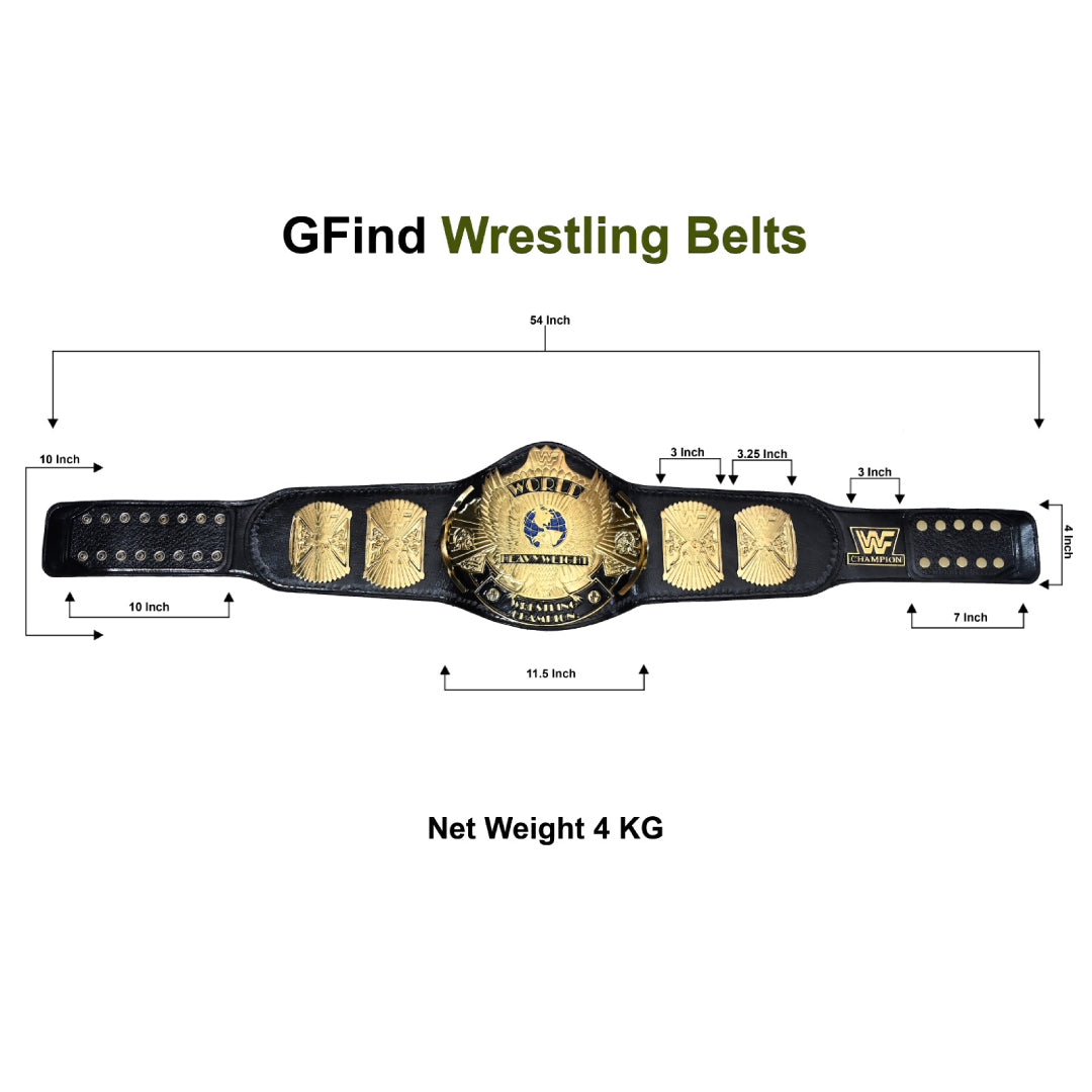 WORLD HEAVYWEIGHT WRESTLING CHAMPIONSHIP BELT – 4MM LEATHER & GOLD-PLATED AND DUAL PLATED (FREE SHIPPING+BAG)