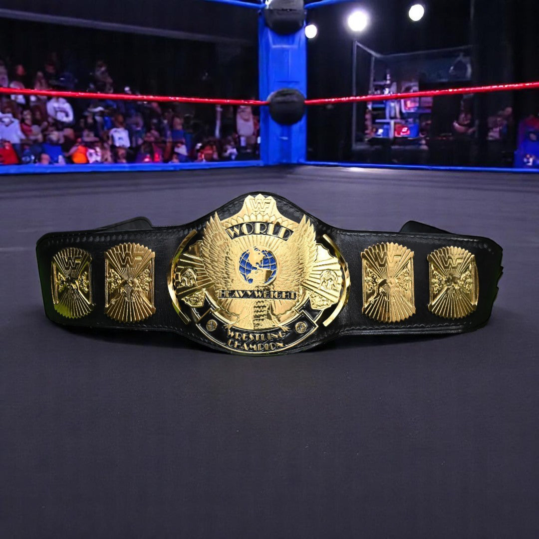 WORLD HEAVYWEIGHT WRESTLING CHAMPIONSHIP BELT – 4MM LEATHER & GOLD-PLATED AND DUAL PLATED (FREE SHIPPING+BAG)