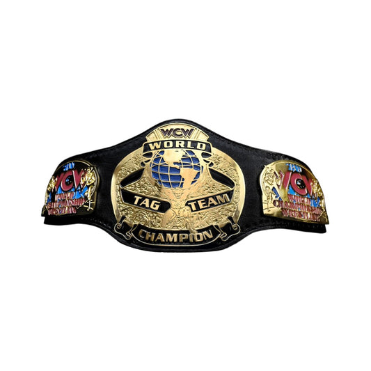 WCW WORLD TAG TEAM Championship Belt – 4MM Premium Leather Strap & Gold plated Belt (FREE SHIPPING+BAG)