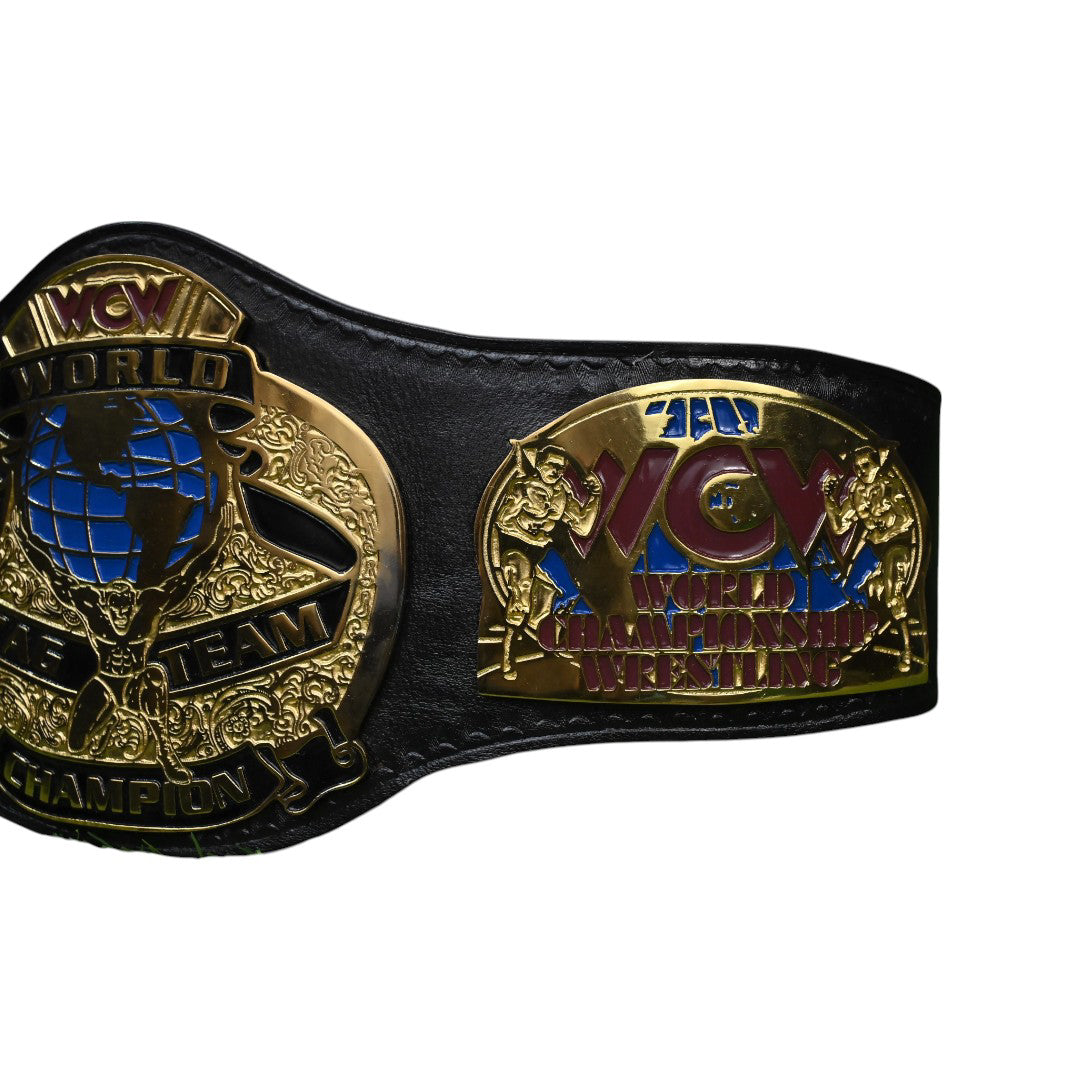 WCW WORLD TAG TEAM Championship Belt – 4MM Premium Leather Strap & Gold plated Belt (FREE SHIPPING+BAG)