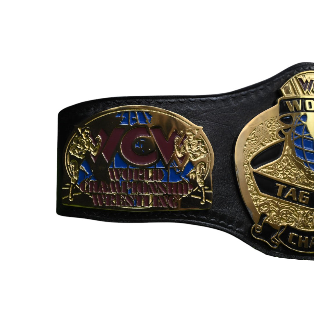 WCW WORLD TAG TEAM Championship Belt – 4MM Premium Leather Strap & Gold plated Belt (FREE SHIPPING+BAG)